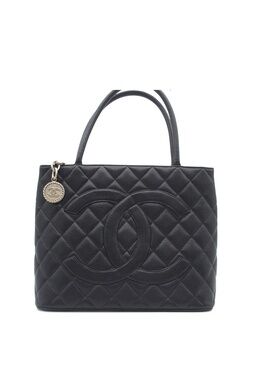 Chanel Reissue Tote Bag CC Logo Quilted Black Silver Caviar Leather